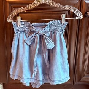 Hollister Blue High Waist Shorts with Bow Detail